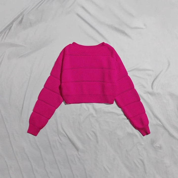 Damen Trendiger Strickpullover mit strukturierter Rippoptik und verkürztem Schnitt Drune