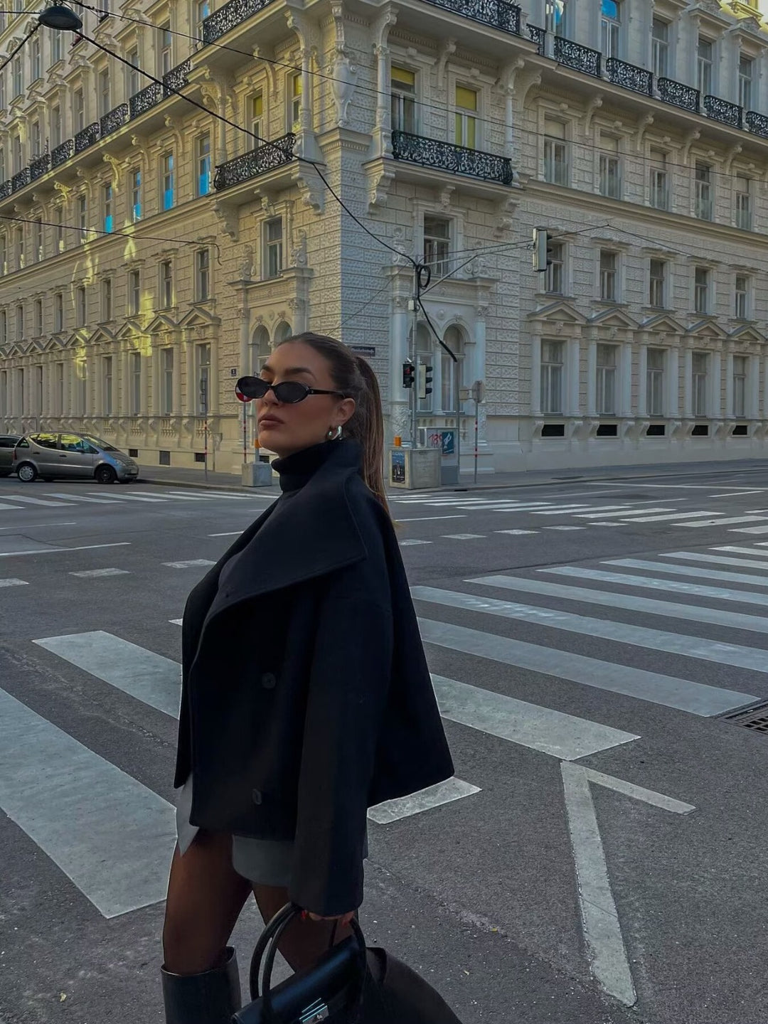 Damen modische Oversized-Jacke mit doppelter Knopfleiste und weitem Schnitt Drune
