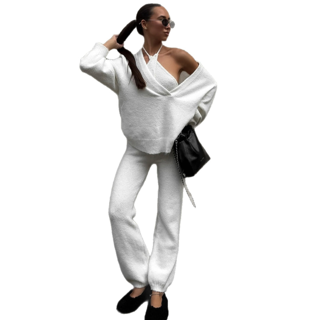 Damen Cozy Strick-Set mit lässigem Pullover und bequemen Hosen Drune