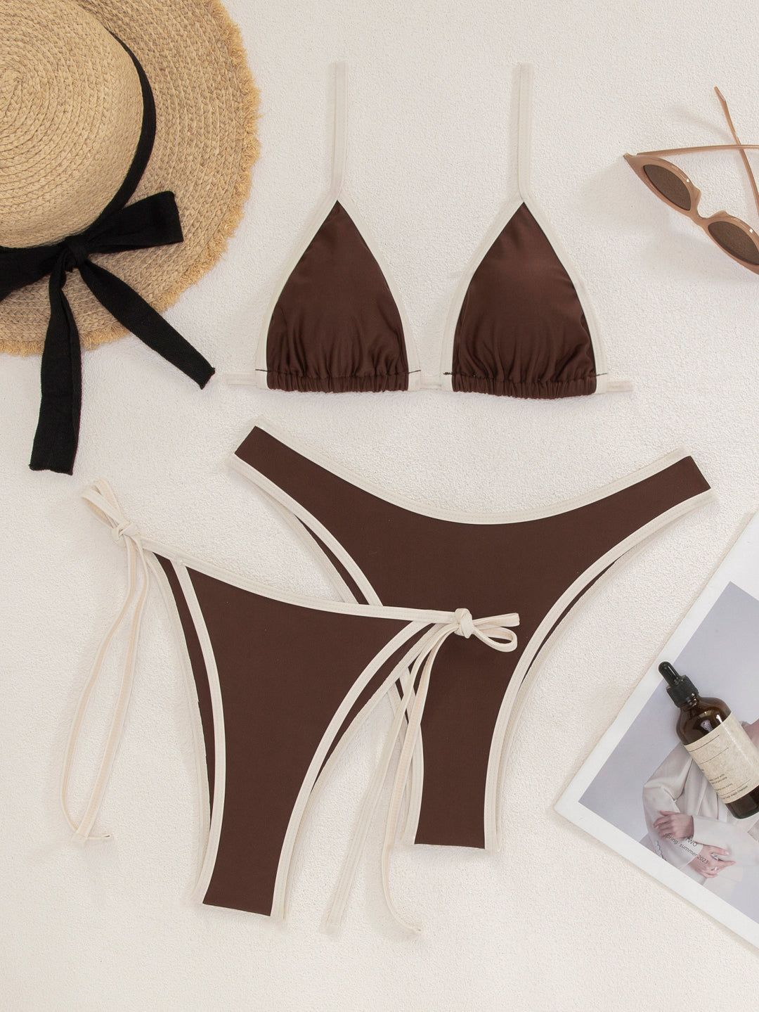 Damen Triangel-Bikini-Set mit verstellbaren Bindebändern Drune