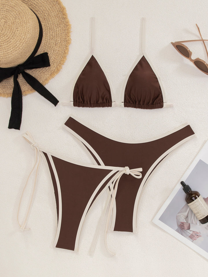 Damen Triangel-Bikini-Set mit verstellbaren Bindebändern Drune