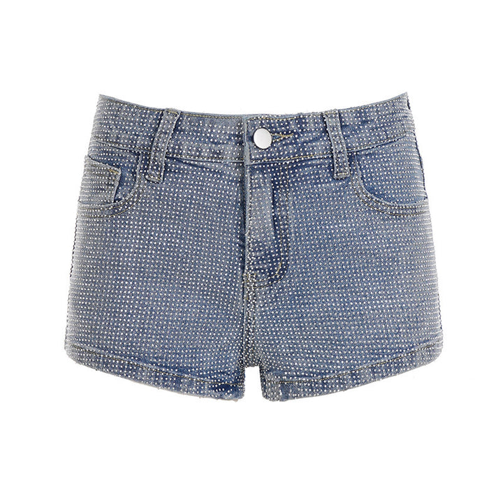 Damen Glitzernde Denim-Shorts mit funkelnden Akzenten Drune