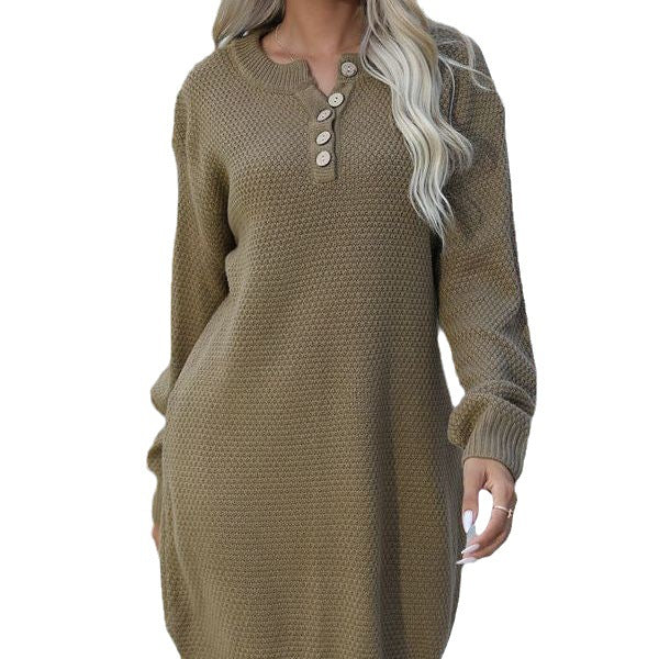 Damen Strickkleid mit Knopfleiste und lässigem Schnitt Drune