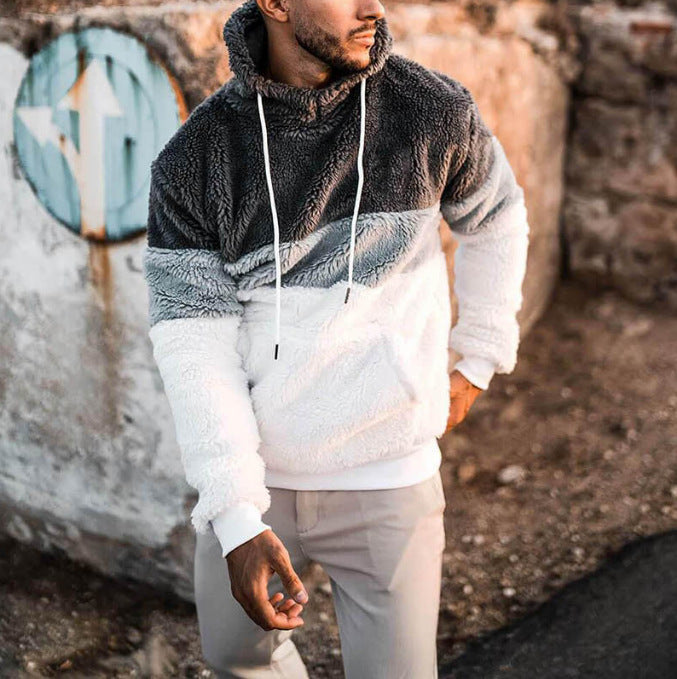 Herren lässiger Fleece Pullover mit hohem Kragen und asymmetrischem Design Drune