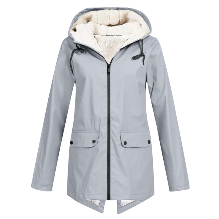 Damen wetterfeste und gefütterte Regenjacke mit verstellbarem Kapuzenkragen Drune