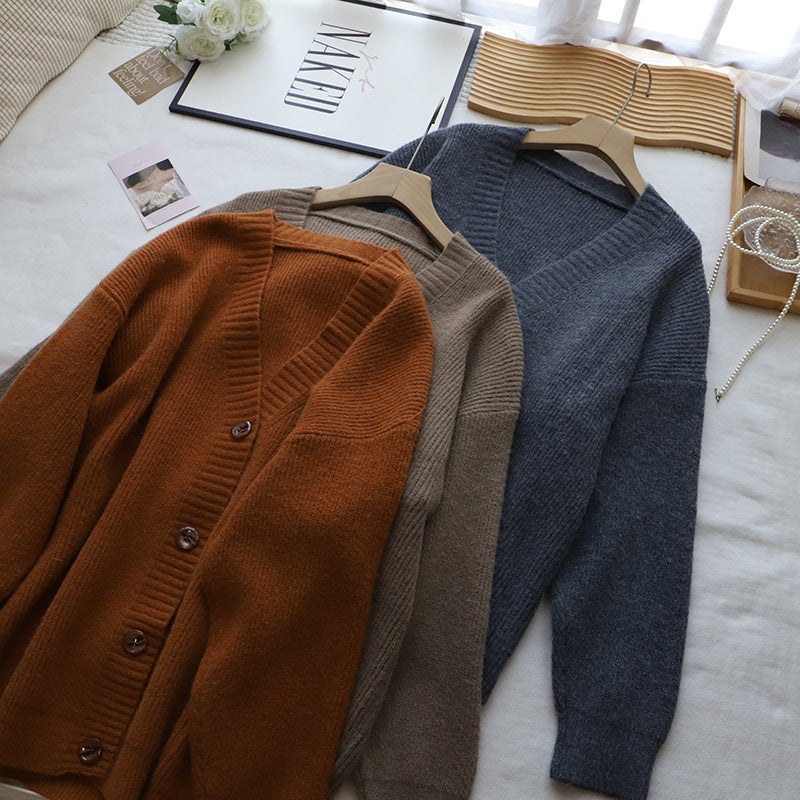 Drune | Cardigan - Damen Herbst Oversized Knopf-Cardigan mit Rippstrick