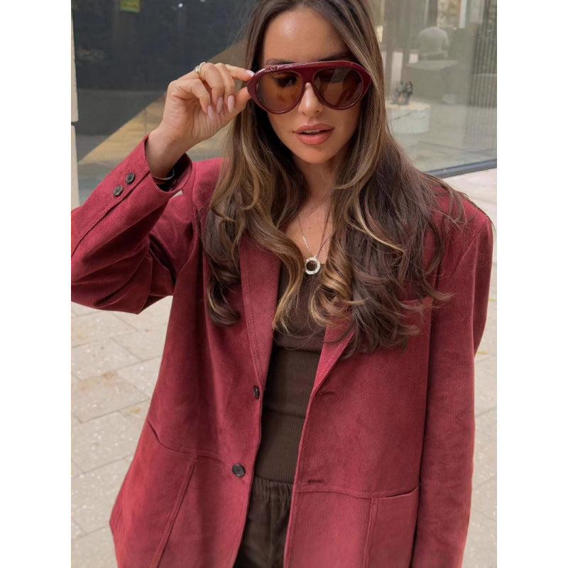Damen modische Blazerjacke aus hochwertigem Stoff Drune