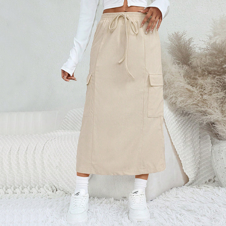 Damen Maxi-Rock mit praktischen Cargo-Taschen und verstellbarem Bund Drune