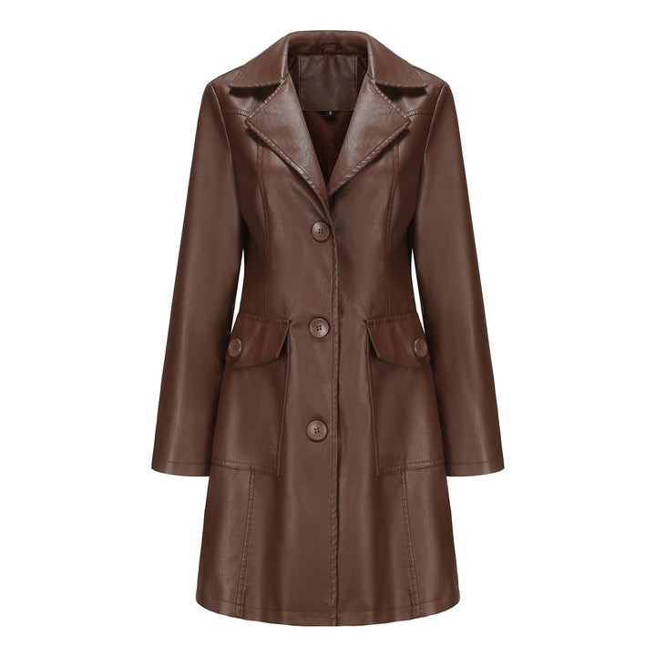 Damen modischer Kunstlederblazer mit praktischen Taschen Drune