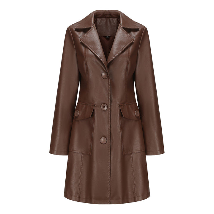 Damen modischer Kunstlederblazer mit praktischen Taschen Drune