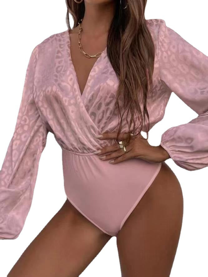 Damen Bodysuit mit elegantem Wickelausschnitt und voluminösen Ärmeln Drune
