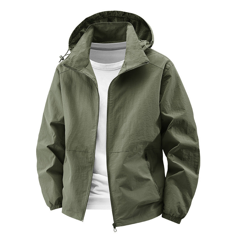 Herren nan packbare winddichte Softshell-Kapuzenjacke mit verstellbarer Kapuze Drune