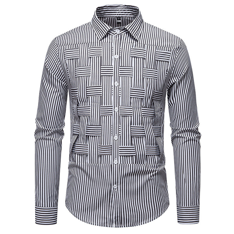 Herren elegantes Hemd mit strukturiertem Streifenmuster Drune