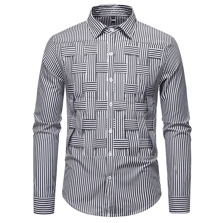 Herren elegantes Hemd mit strukturiertem Streifenmuster Drune