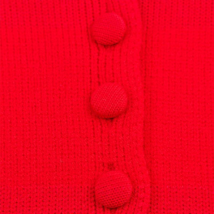 Damen Strickjacke mit Rüschenkragen und dekorativen Knöpfen Drune