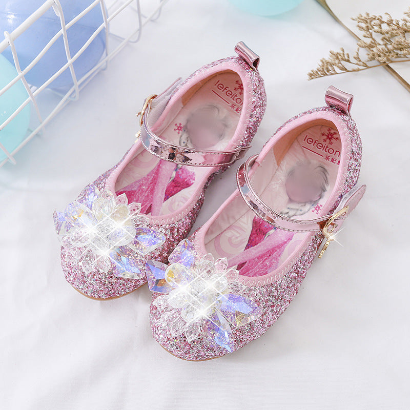 Mädchen Glitzernde Ballerina-Sandalen mit Blumenapplikationen Drune
