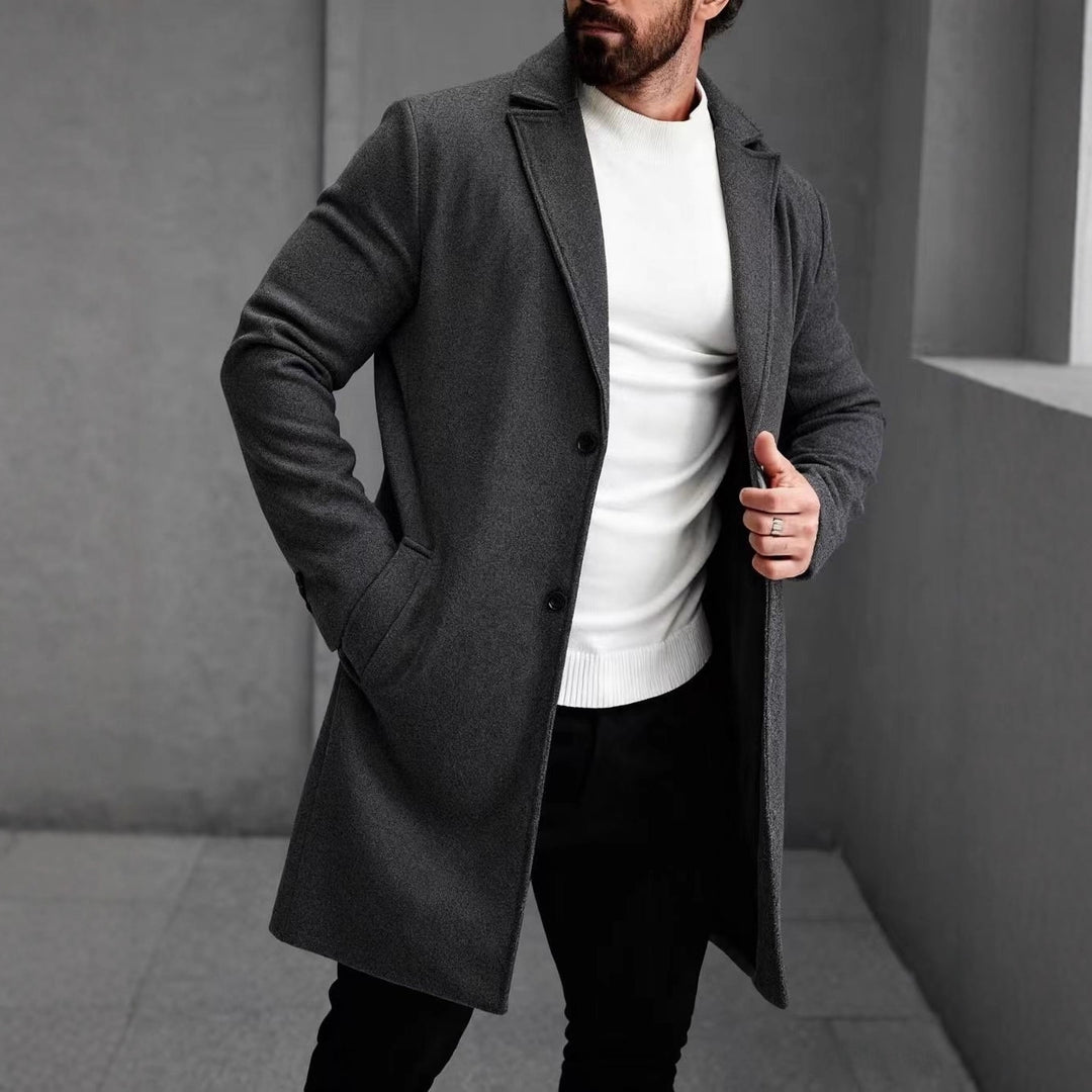 Herren eleganter Wollmantel mit schmaler Silhouette Drune