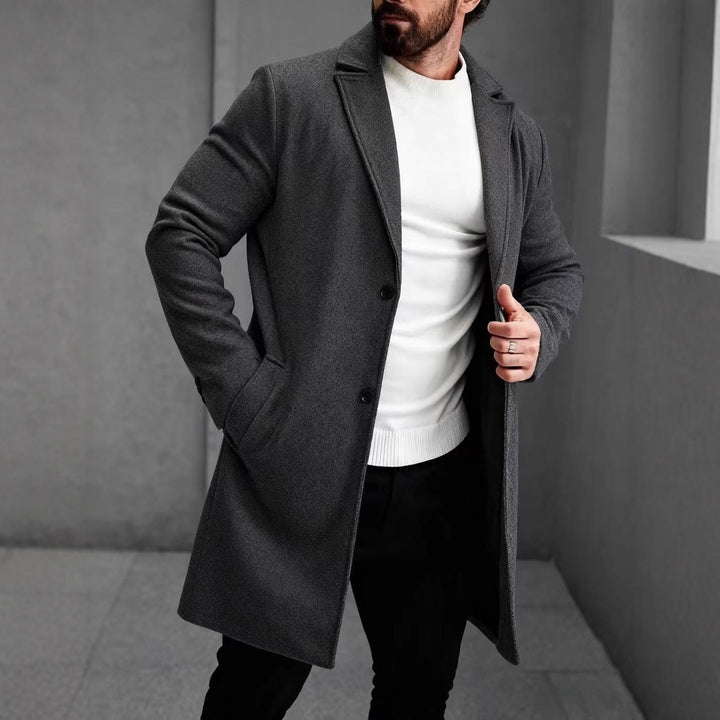 Herren eleganter Wollmantel mit schmaler Silhouette Drune