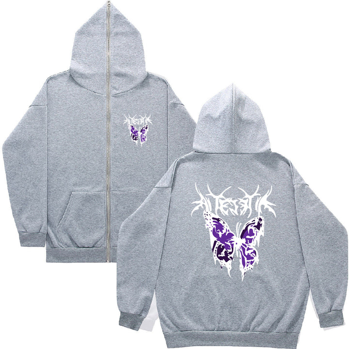Damen Kapuzenjacke mit einzigartigem Butterfly-Design und Reißverschluss Drune