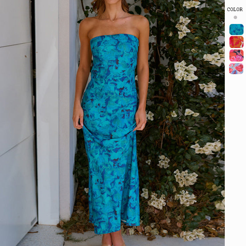 Damen Maxi-Kleid mit schulterfreiem Design und fließendem Schnitt Drune