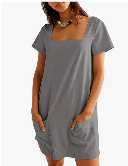 Damen Bequemes Freizeitkleid mit Taschen Drune
