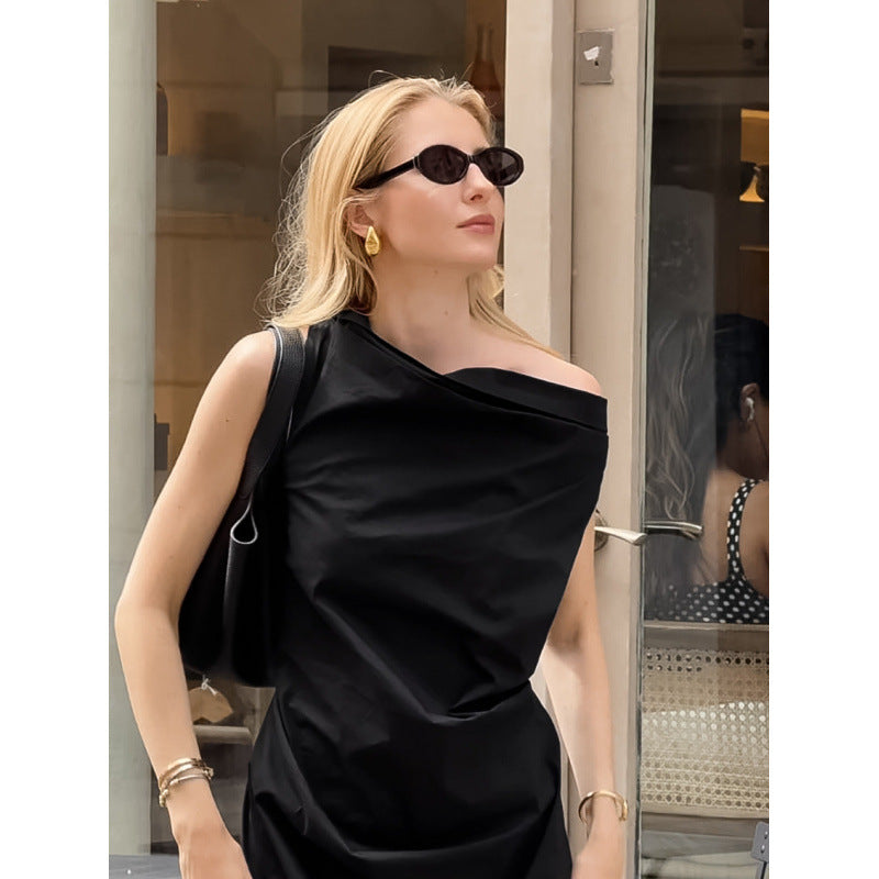 Damen elegantes Wickelkleid mit asymmetrischem Schnitt und schickem Taillendetail Drune