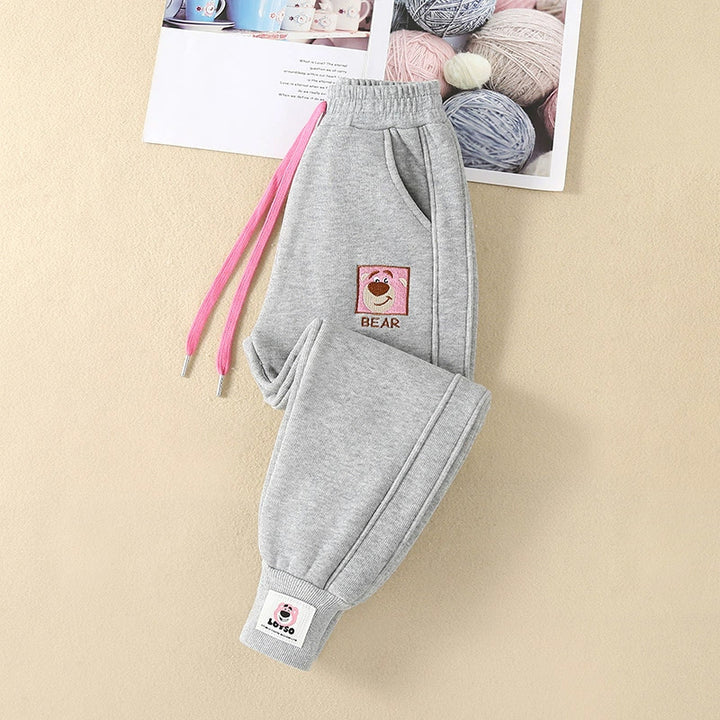 Damen bequeme Sweatpants mit aufgesticktem Motiv und elastischem Bund Drune