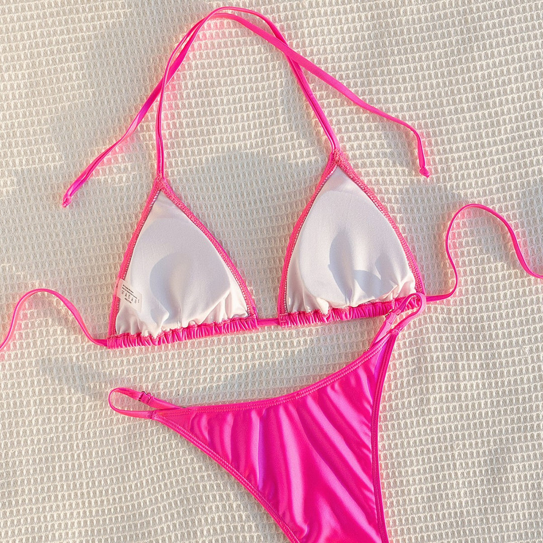 Damen Bikiniset mit verstellbaren Trägern und glänzendem Finish Drune