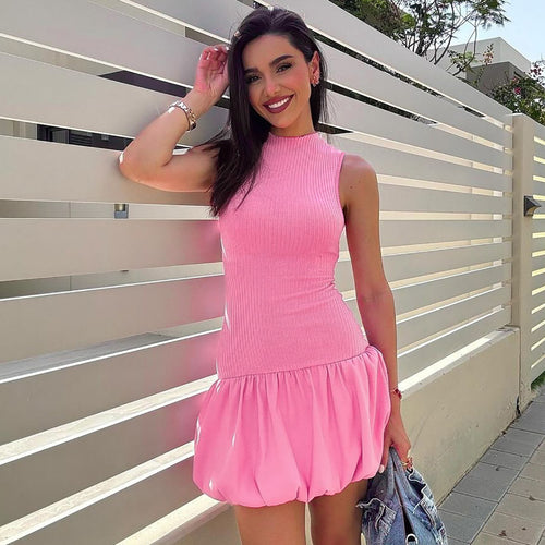 Damen Hochgeschlossenes Rüschenkleid Drune