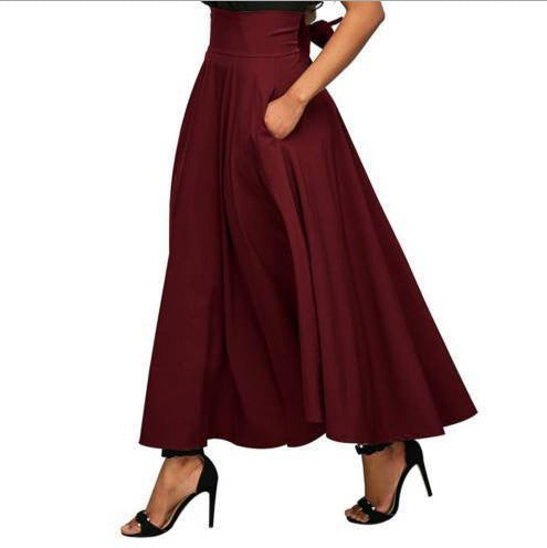 Damen weit geschnittene Palazzo-Hose mit eleganten Taschen und hohem Bund Drune