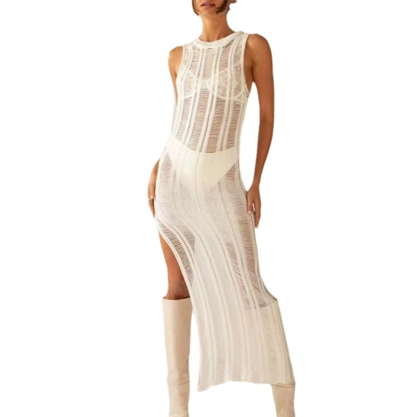 Damen Enges Strickkleid mit transparenten Details Drune