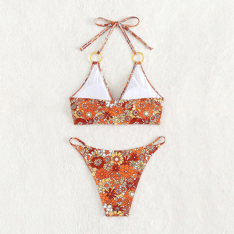Damen Triangel-Bikini mit raffinierten Rüschendetails und zierlichen Schnüren Drune