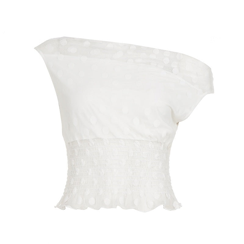 Damen elegantes Oberteil mit asymmetrischem Schnitt und Rüschendetails Drune