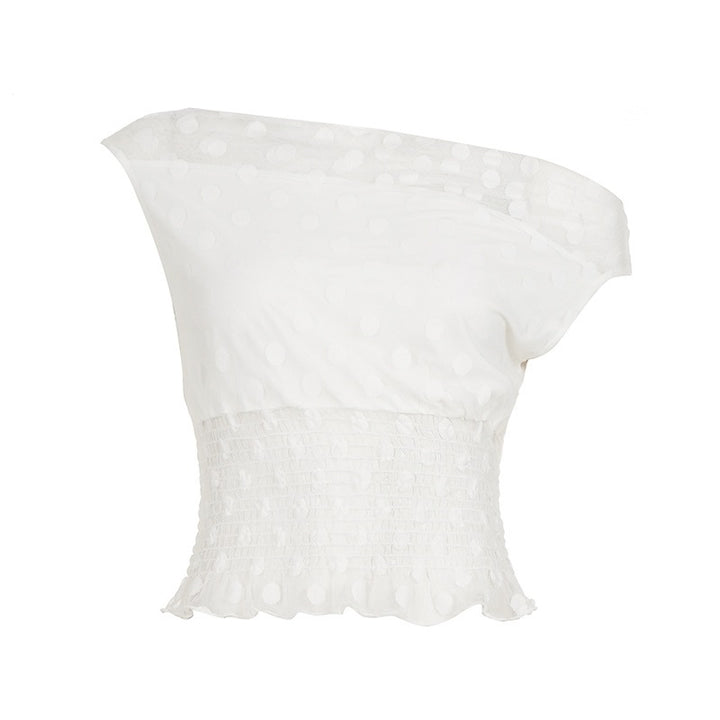 Damen elegantes Oberteil mit asymmetrischem Schnitt und Rüschendetails Drune