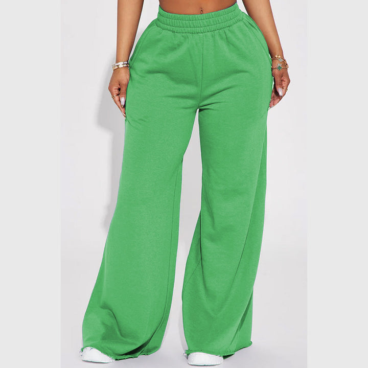 Damen nan weite High-Waist Loungehose mit elastischem Bund und praktischen Seitentaschen Drune