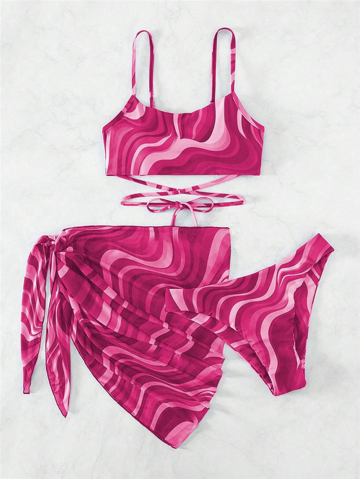 Damen Trendiger Badebekleidungs-Set mit Wickelrock Drune