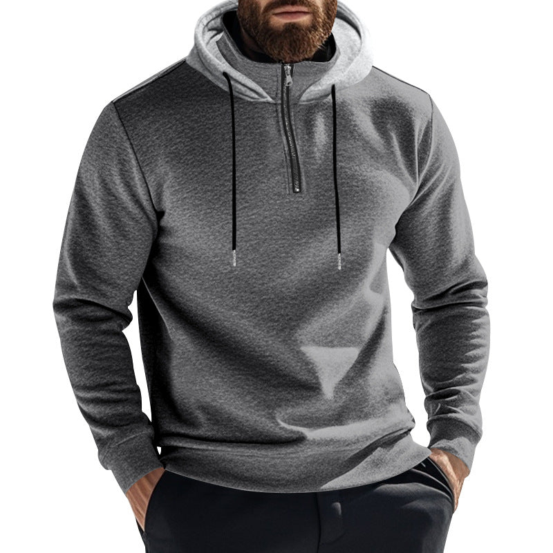 Herren nan Halbzip-Kapuzenpullover mit kontrastkapuze, Kordelzug und schmaler Silhouette Drune