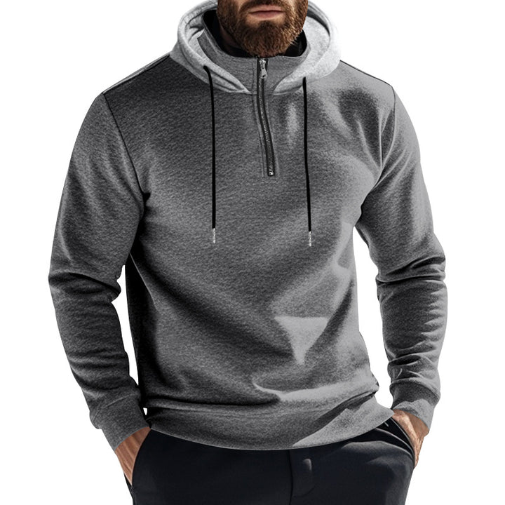 Herren nan Halbzip-Kapuzenpullover mit kontrastkapuze, Kordelzug und schmaler Silhouette Drune