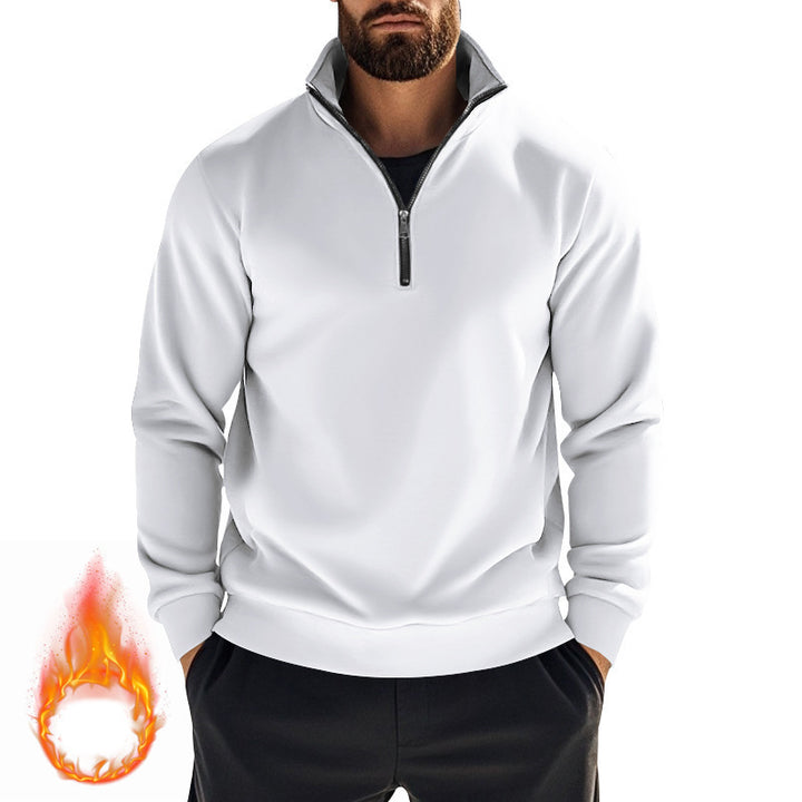 Herren nan komfortables Halbzip-Sweatshirt mit Stehkragen, leicht angerauter Innenseite und geripptem Saum Drune