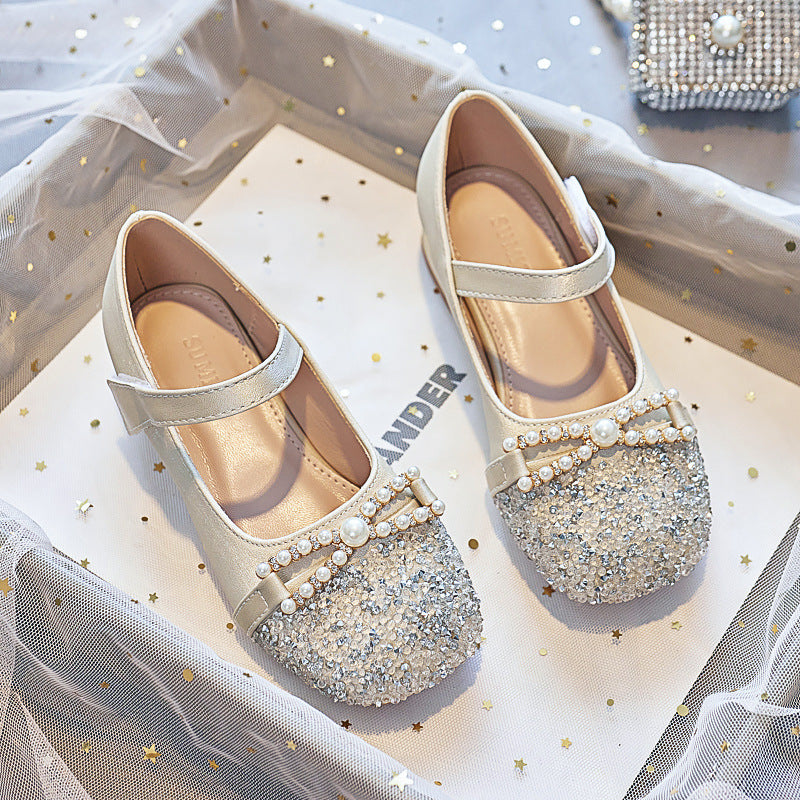 Mädchen Ballerinas mit Perlenschmuck und Glitzer Drune