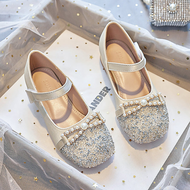 Mädchen Ballerinas mit Perlenschmuck und Glitzer Drune