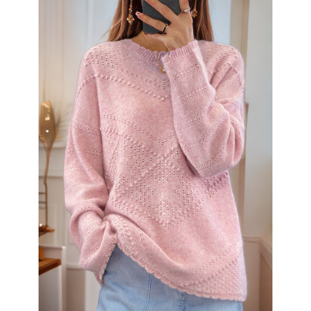 Damen weicher Strickpullover mit raffinierten Strukturmustern und lässigem Schnitt Drune