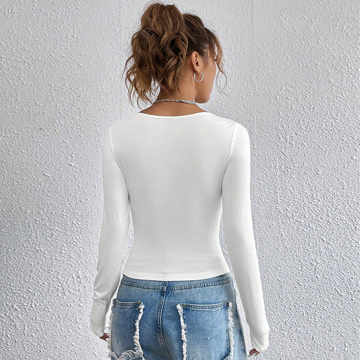 Damen Langarmshirt mit quadratischem Ausschnitt und figurschmeichelndem Design Drune