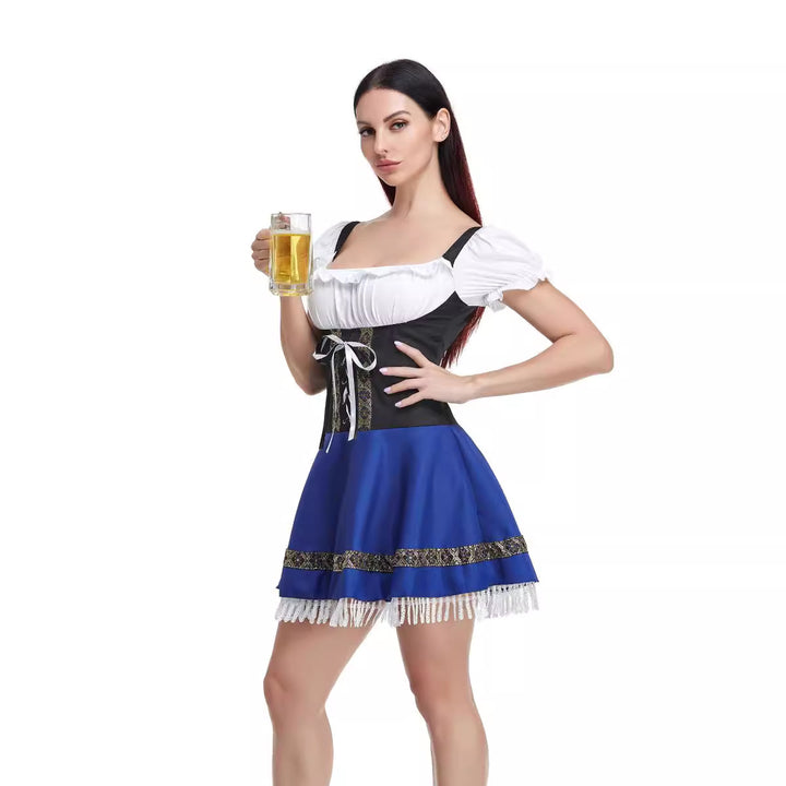 Damen nan Dirndl-Kleid mit geschnürtem Mieder, geraffter Bluse und stufigem Rock Drune