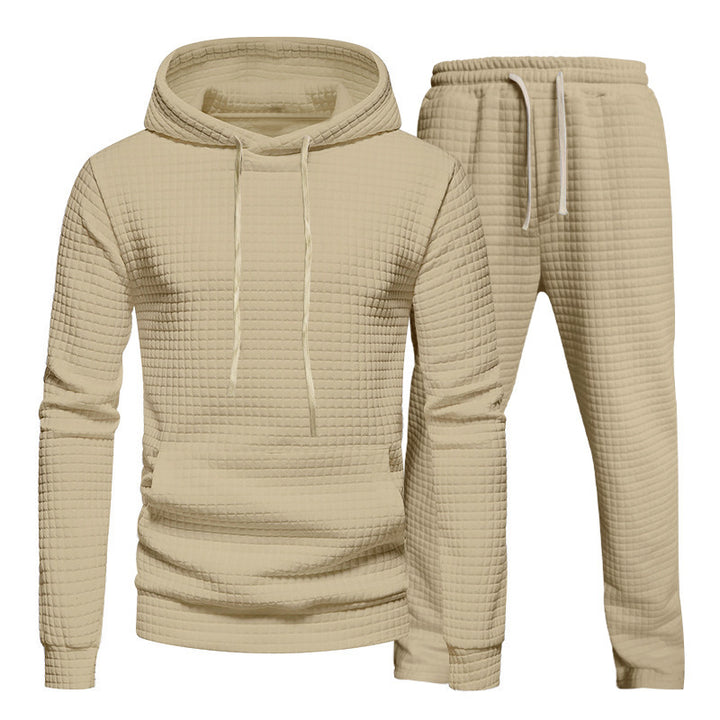 Herren Freizeit-Hoodie und Jogginghose-Set mit strukturiertem Design Drune