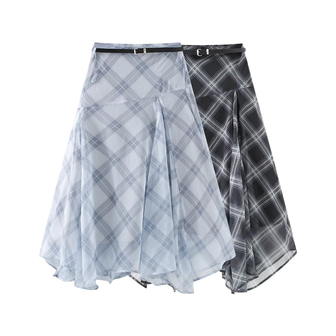 Damen Midikleid mit schwingendem Rock und Gürteldetails Drune