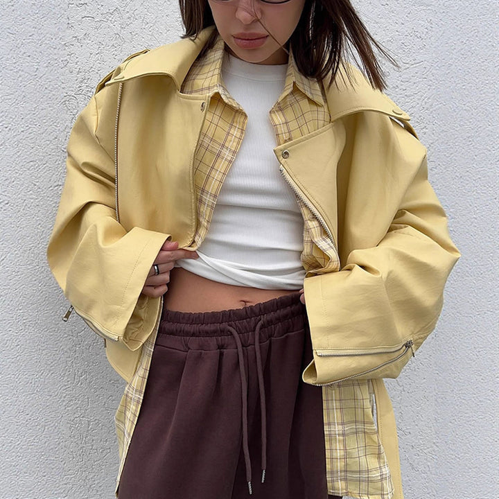 Damen Oversized Bikerjacke mit schmeichelndem Schnitt Drune