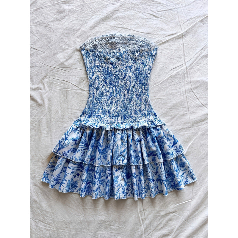Damen Sommerkleid mit Rüschen und floralen Details Drune