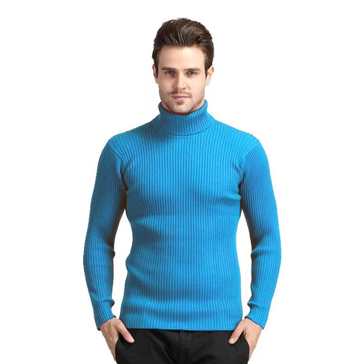 Herren nan Rippstrick Rollkragenpullover figurnaher elastischer Feinstrick Drune