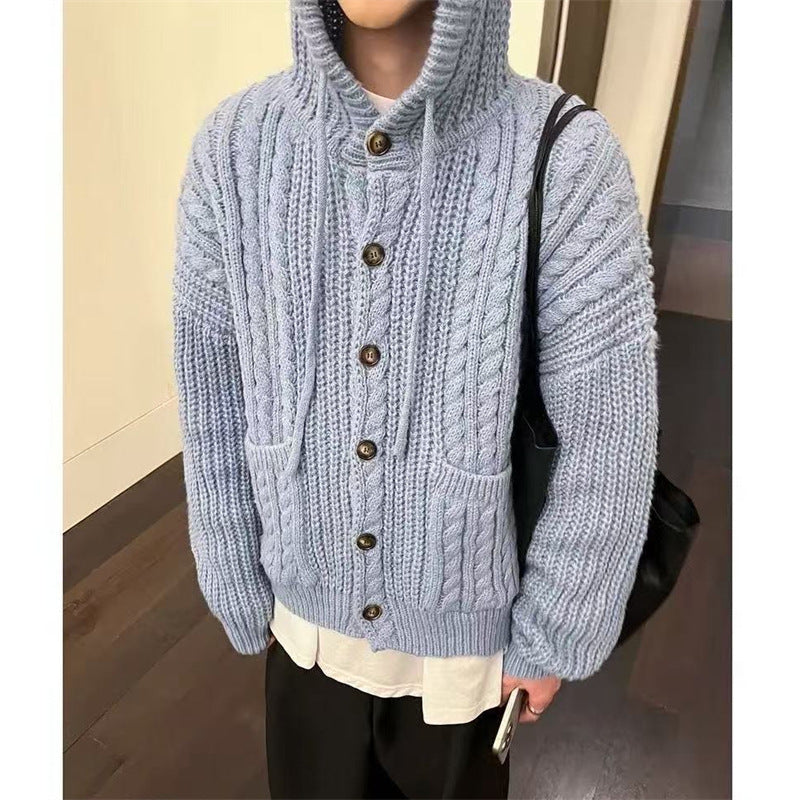 Damen Grobstrickjacke mit Kapuze und großen Taschen Drune